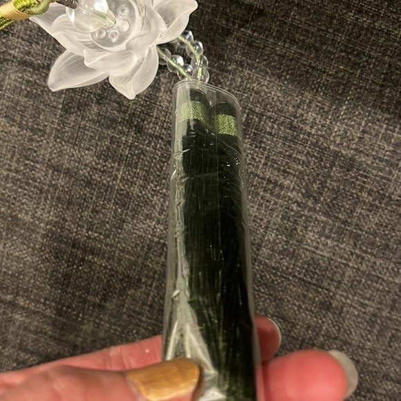 Lucky Lotus silent windchime car mirror decor door knob keychain jade like Glass - Picture 4 of 14